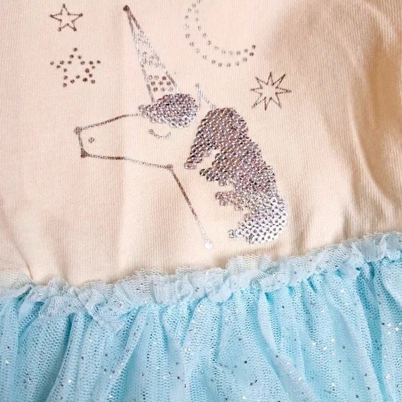 Cat and Jack Toddler Sparkle Tutu Unicorn Long Sleeve  Dress Sz 12M - Picture 4 of 8